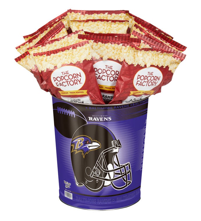 Baltimore Ravens Popcorn Tin with 15 Bags of Popcorn